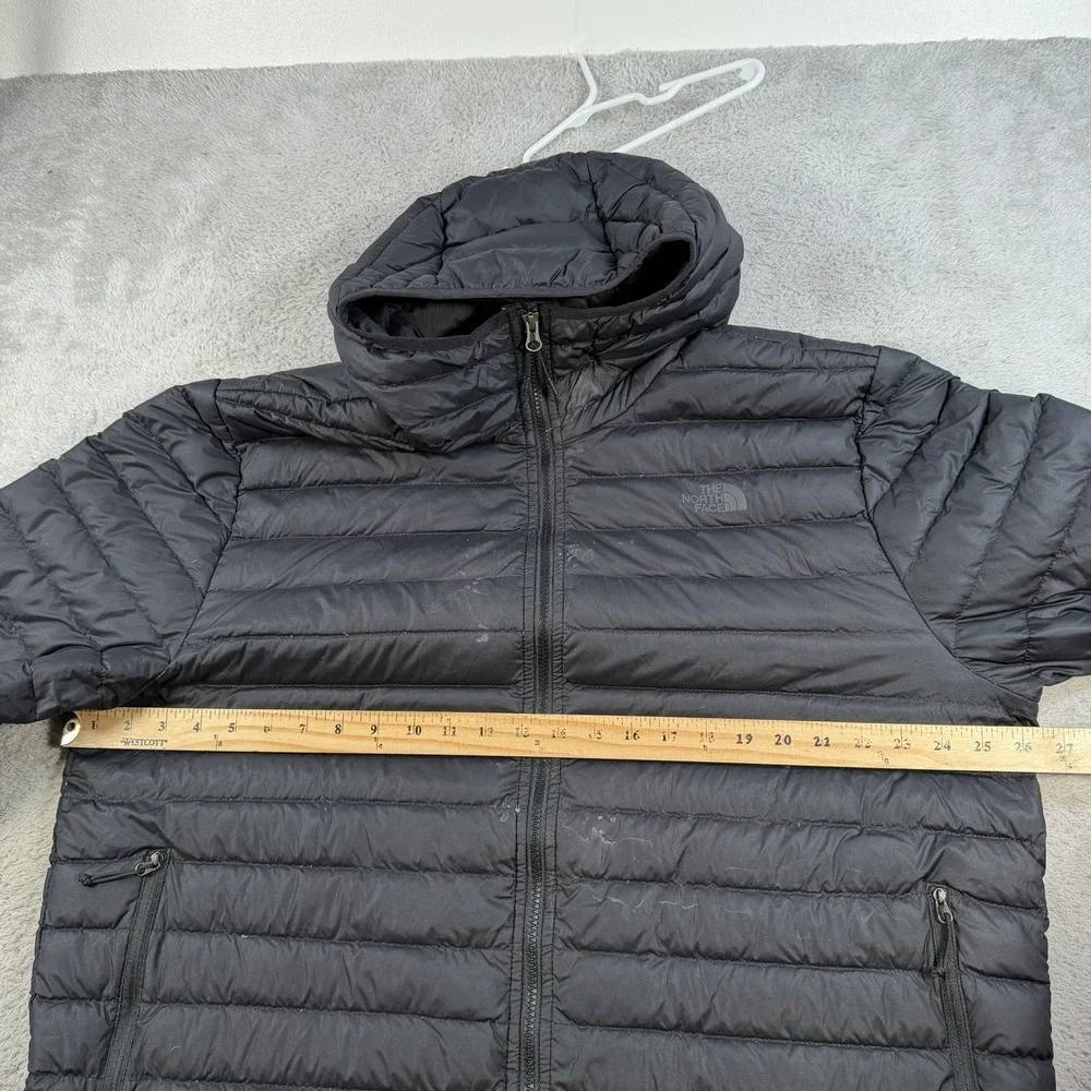 The North Face Jacket Mens 2XL Black Down Puffer 700 Stretch Hooded Full Zip